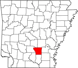 Map of Arkansas highlighting Cleveland County