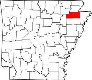 State map highlighting Craighead County