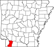 Map of Arkansas highlighting Lafayette County