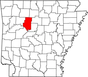 Map of Arkansas highlighting Pope County