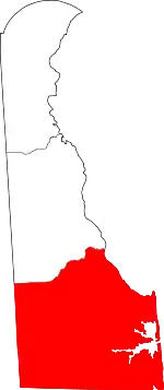 State map highlighting Sussex County