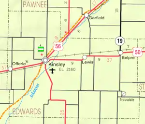 KDOT map of Edwards County (legend)