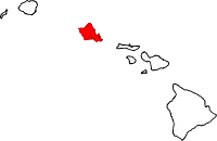 Location in the state of Hawaii (Northwestern Hawaiian Islands not shown)