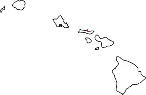 Map of Hawaii highlighting Kalawao County