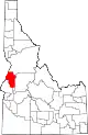 Map of Idaho highlighting Adams County