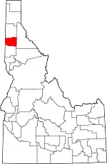 Map of Idaho highlighting Benewah County