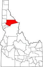 State map highlighting Clearwater County