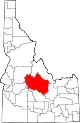 Map of Idaho highlighting Custer County