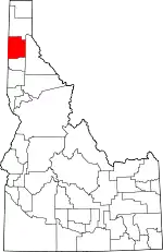 State map highlighting Kootenai County