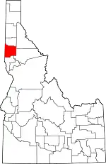 State map highlighting Latah County