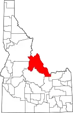 Map of Idaho highlighting Lemhi County