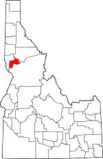 Map of Idaho highlighting Lewis County