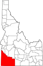 State map highlighting Owyhee County