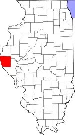 Map of Illinois highlighting Adams County