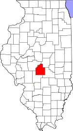 Map of Illinois highlighting Christian County