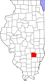 Map of Illinois highlighting Clay County