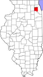 State map highlighting DuPage County