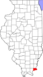 Map of Illinois highlighting Hardin County