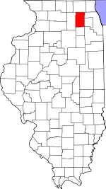 State map highlighting Kane County