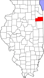 State map highlighting Kankakee County