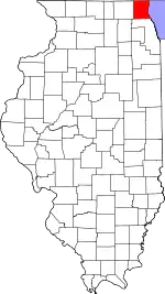 Lake County's location in Illinois