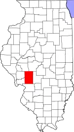 State map highlighting Macoupin County