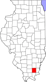 Map of Illinois highlighting Saline County