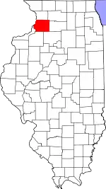 Map of Illinois highlighting Whiteside County