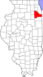 Map of Illinois highlighting Will County