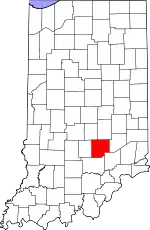 Map of Indiana highlighting Bartholomew County