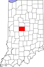 Map of Indiana highlighting Boone County