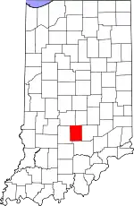 Map of Indiana highlighting Brown County