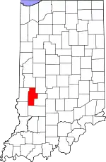 Map of Indiana highlighting Clay County