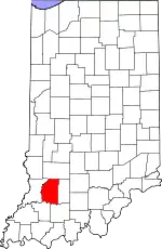 Map of Indiana highlighting Daviess County