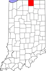 State map highlighting Elkhart County