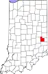 Map of Indiana highlighting Fayette County