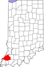 Map of Indiana highlighting Gibson County