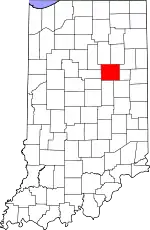 Map of Indiana highlighting Grant County