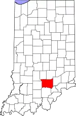 Map of Indiana highlighting Jackson County