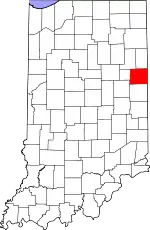 Map of Indiana highlighting Jay County