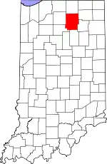 Map of Indiana highlighting Kosciusko County