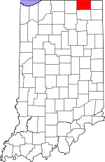 State map highlighting LaGrange County