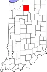 Map of Indiana highlighting Marshall County