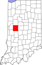 Map of Indiana highlighting Montgomery County