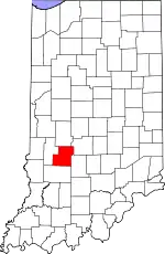 Map of Indiana highlighting Owen County