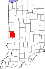 Map of Indiana highlighting Parke County