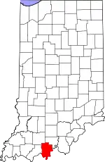 Map of Indiana highlighting Perry County