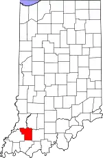 Map of Indiana highlighting Pike County