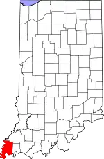 Map of Indiana highlighting Posey County