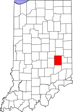 Map of Indiana highlighting Rush County